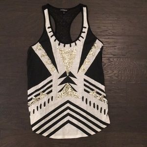 Sparkled tank top with fully lace back